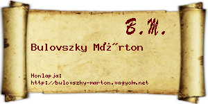 Bulovszky Márton névjegykártya
